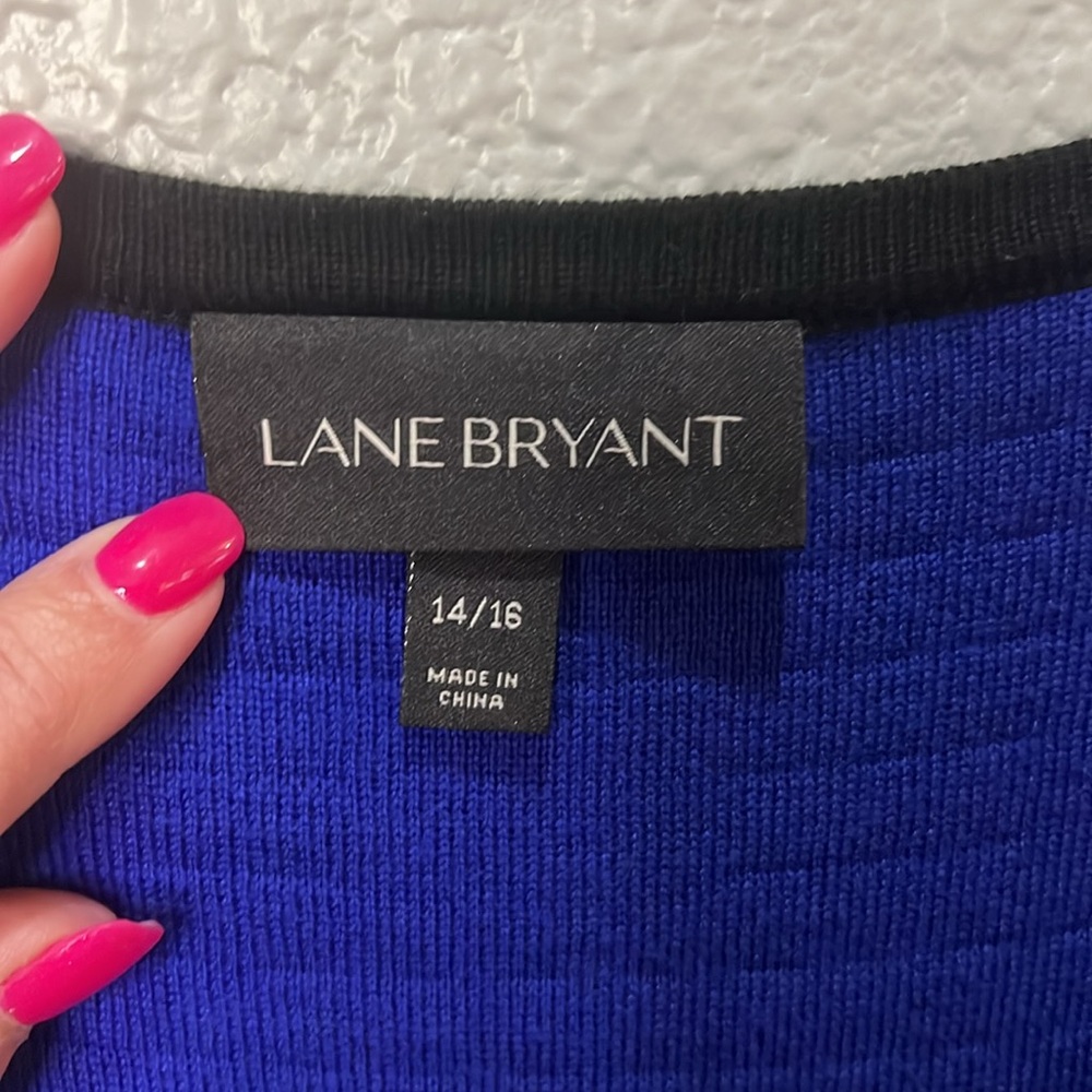 Lane Bryant 14/16 Black Cobalt Blue Sweater Dress - Picture 3 of 7